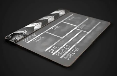 Black clapperboard. Realistic 3d illustration. Movie clapper board. 3d render Illustrazione stock