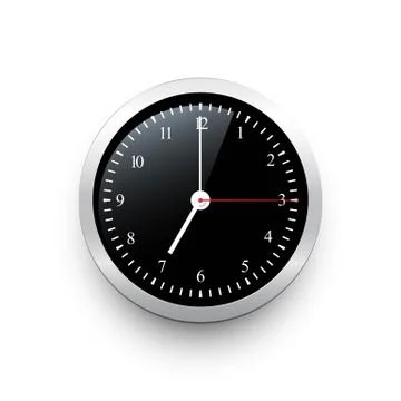 Black classic clock with silver border. Vector black clock template with movable Stock Illustration