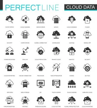 Black classic Data cloud technology web icons set. Global connection icon. Stockillustratie