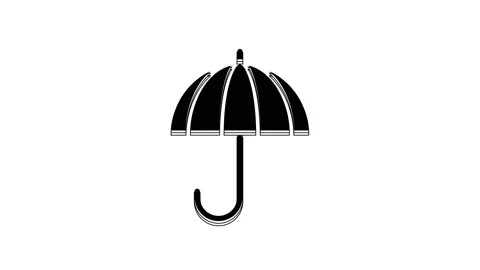 Black Classic elegant opened umbrella icon isolated on white background. Rain Stock Footage 233873386