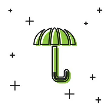 Black Classic elegant opened umbrella icon isolated on white background. Rain Stock Illustration