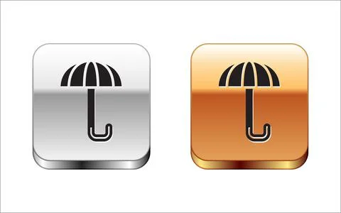 Black Classic elegant opened umbrella icon isolated on white background. Rain Stock Illustration