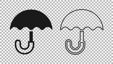 Black Classic elegant opened umbrella icon isolated on transparent background Illustrazione stock