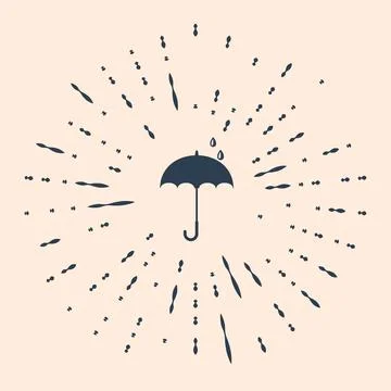 Black Classic elegant opened umbrella icon isolated on beige background. Rain Illustrazione stock