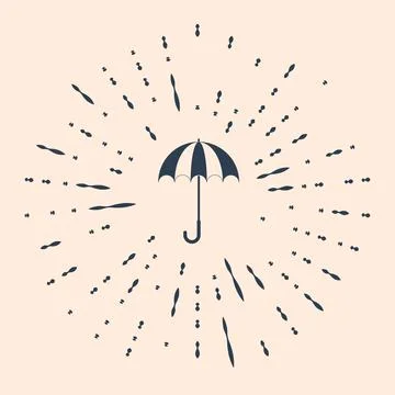 Black Classic elegant opened umbrella icon isolated on beige background. Rain Illustrazione stock