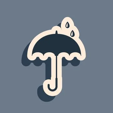 Black Classic elegant opened umbrella icon isolated on grey background. Rain Illustrazione stock