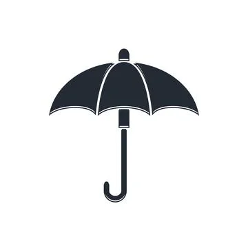 Black Classic elegant opened umbrella icon isolated on white background. Ra.. Illustrazione stock