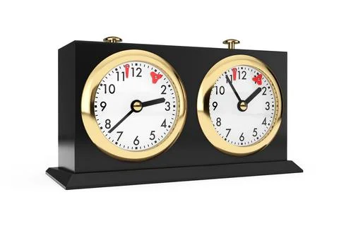 Black Classic Mechanical Chess Clock Watch. 3d Rendering Stock Illustration