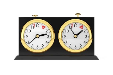 Black Classic Mechanical Chess Clock Watch. 3d Rendering Stock Illustration