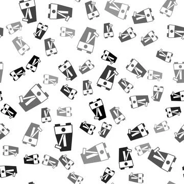 Black Classic Metronome with pendulum in motion icon isolated seamless pattern Stock Illustration