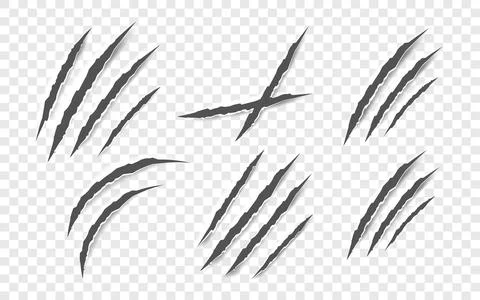 Black claw scratches - vector isolated. Claws scratches animal claw tracks cat Stock Illustration