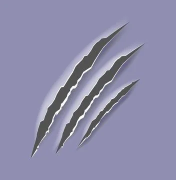 Black claw scratches - vector isolated. Claws scratches animal claw tracks cat Stock Illustration