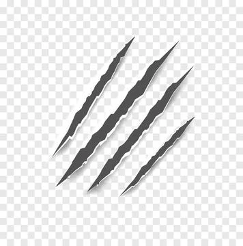 Black claw scratches - vector isolated. Claws scratches animal claw tracks cat Stock Illustration