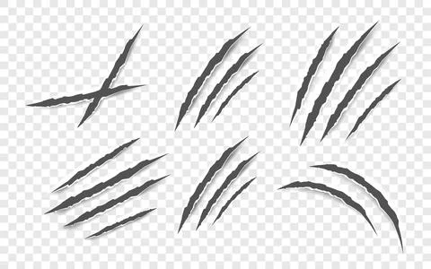 Black claw scratches - vector isolated. Claws scratches animal claw tracks cat Stock Illustration