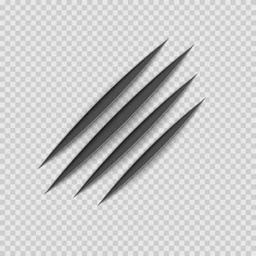 Black claws animal scratch scrape track. Cat or tiger scratches paw shape. Fo Stock Illustration