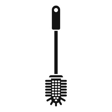 Black cleaning brush with plastic handle for dishwashing Illustration