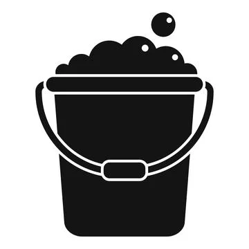 Black cleaning bucket filled with soapy water for mopping and cleaning Stock-Illustration