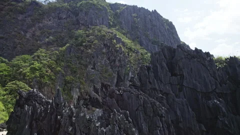 Black cliffs in Lagoon on the islands, Palawan Philippines. Drone view Stock Footage 273071592