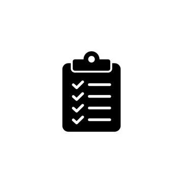 Black Clipboard solid icon vector Stock Illustration