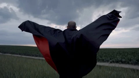 Black cloak. Slow motion. Stock Footage 100158240