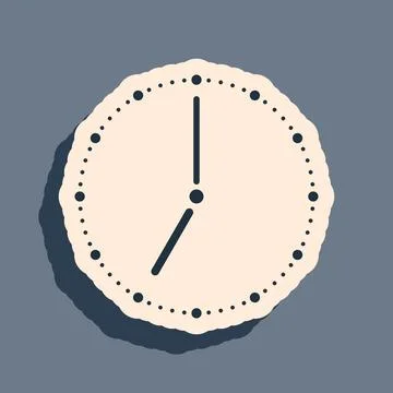 Black Clock icon isolated on grey background. Time symbol. Long shadow style 스톡 일러스트