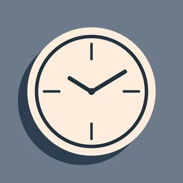 Black Clock icon isolated on grey background. Time symbol. Long shadow style Illustrazione stock