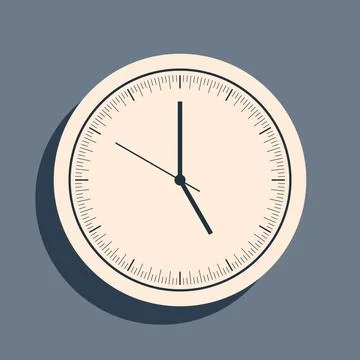 Black Clock icon isolated on grey background. Time icon. Long shadow style イラスト素材