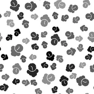 Black Clock icon isolated seamless pattern on white background. Time symbol Stock Illustration