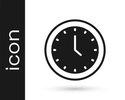 Black Clock icon isolated on white background. Time symbol. Vector Stock Illustration