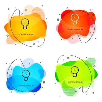 Black Clock icon isolated on white background. Time symbol. Abstract banner with Stock Illustration