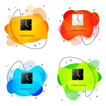 Black Clock icon isolated on white background. Time symbol. Abstract banner with Illustrazione stock