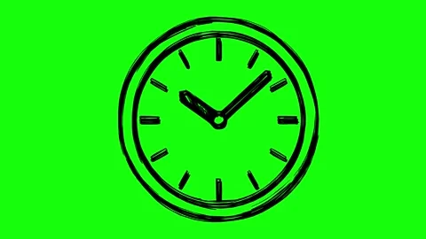 Black clock icon line boil effect animation Stock Footage 341632521