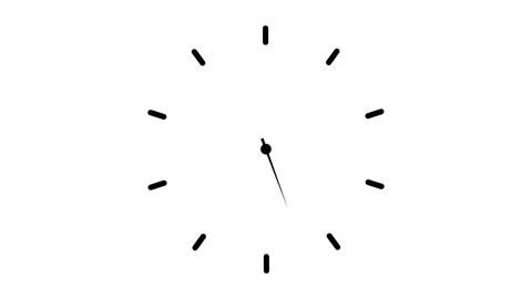 Black clock icon with moving arrows in 12 hour loop. Stopwatch animation. A.. Video stock 308930599