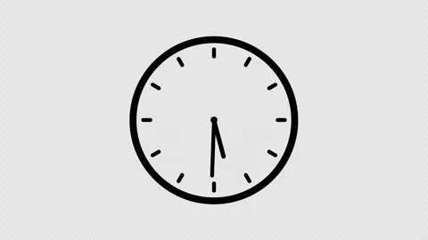 Black clock icon with moving arrows in 12 hour loop. Stopwatch animatin Stock Footage 325615722