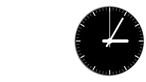 Black clock icon on a white background. Illustrazione stock