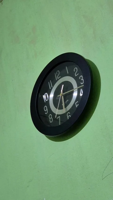 Black clock with moving second hand Stock Footage 343431519