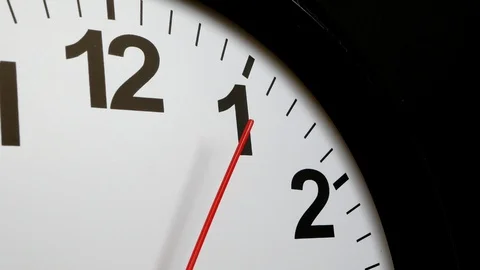 Black Clock With The Red Arrow Running I... | Stock Video | Pond5