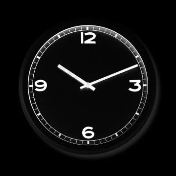 Black clock in a round shape Stock Photos