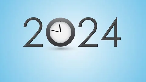 A black clock showing new year 2025 at midnight after passing 2024 Stock Footage 289393640