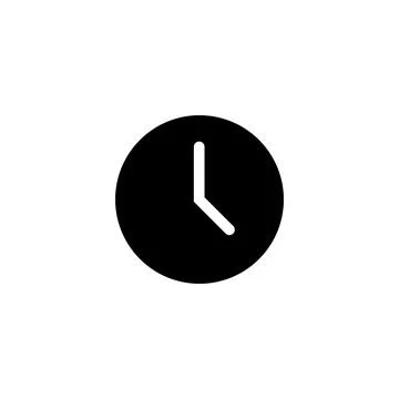 Black Clock solid icon Design vector. Stock Illustration