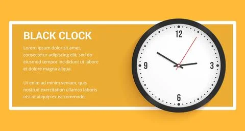 Black Clock on Yellow Background Stock Illustration