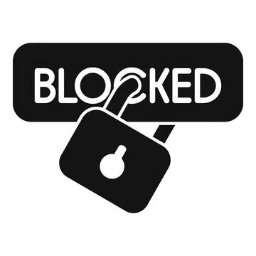 Black closed padlock blocking access with blocked sign Stock Illustration