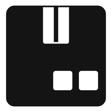 Black closed parcel box icon representing shipping and delivery Illustrazione stock