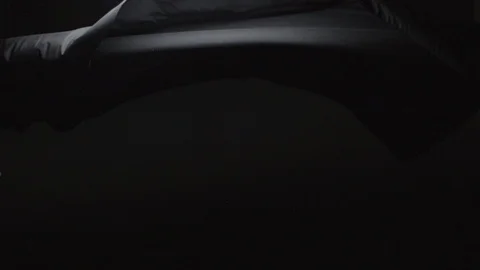 Black Clothing floating down in super slow motion 240fps Stock Footage 87764908