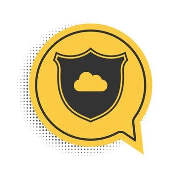 Black Cloud and shield icon isolated on white background. Cloud storage data 스톡 일러스트