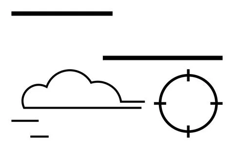 Black cloud and target with varied horizontal lines. Ideal for weather, techn Stock Illustration