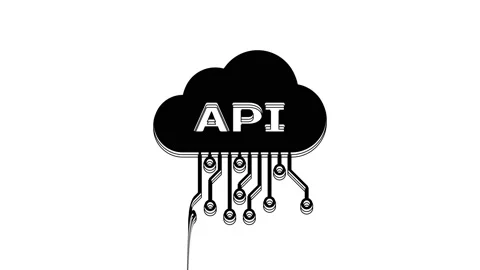 Black Cloud api interface icon isolated on white background. Application Stock Footage 233779225