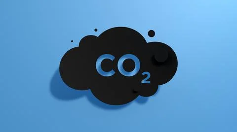 Black Cloud Co2 Emissions. Icon Carbon Gas. 3D Render. Illustrazione stock