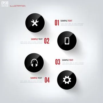 Black cloud computing background with web icons. Social network. Mobile app Illustrazione stock