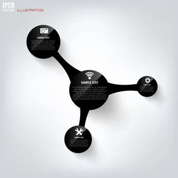 Black cloud computing background with web icons. Social network. Mobile app Stock Illustration